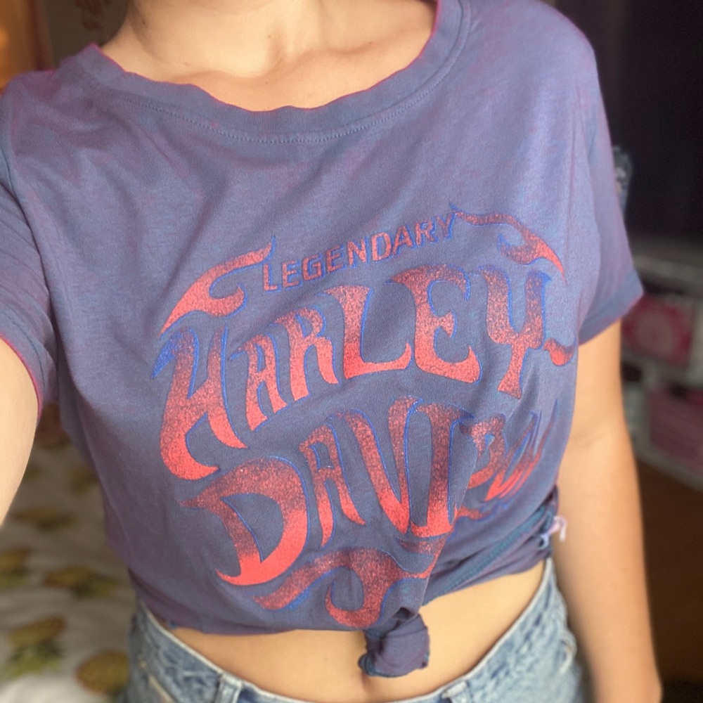 Harley Davidson baby blue biker tshirt